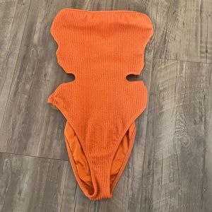 Orange trendy one piece swim suit